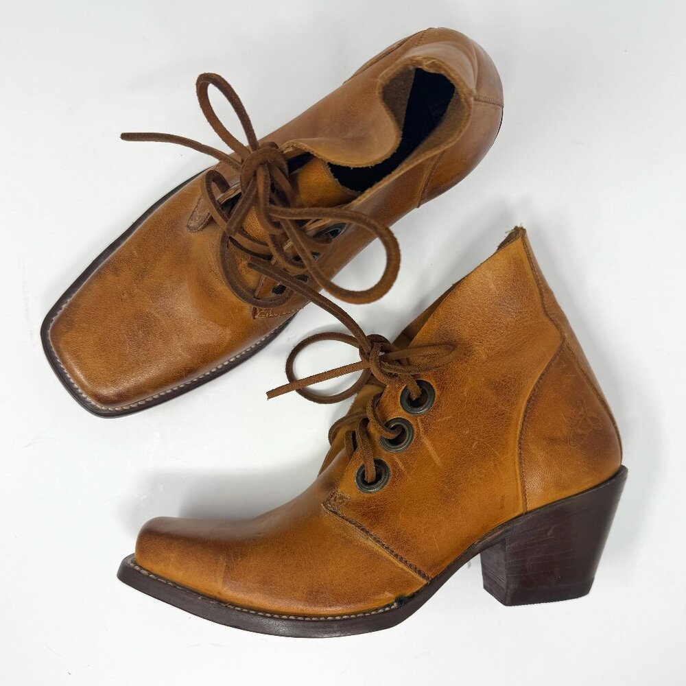 John Fluevog Brown Leather Simon Lace Up Boot I Believe Women's 7.5 Mens 5.5